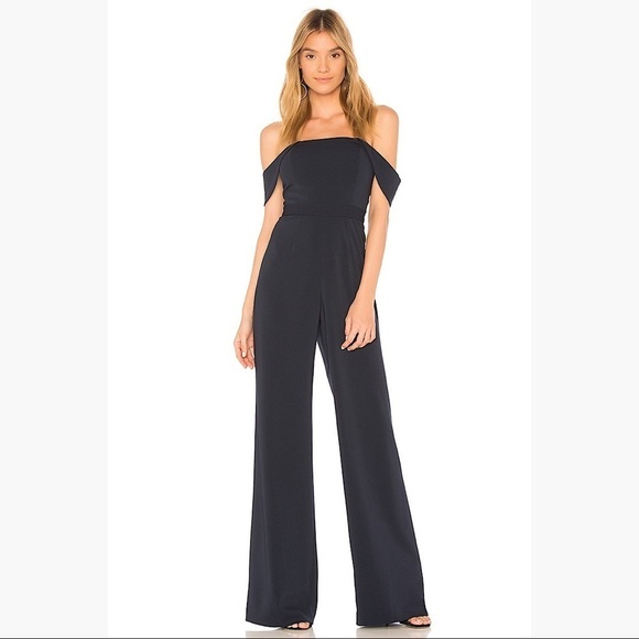 Jay Godfrey Brin Off the Shoulder Midnight Jumpsuit - Picture 1 of 9
